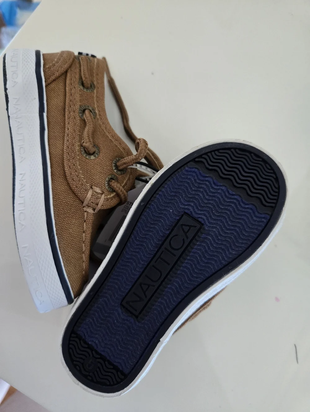 NEW! Nautica Kids Brown Canvas Moccasins Boat Shoes Size 5